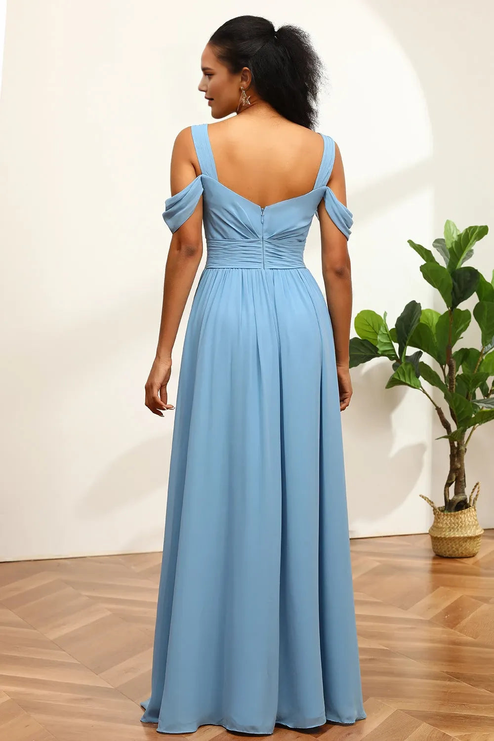 V Neck Sleeveless A-Line Pretty Off the shoulder Floor Length Prom Dress For Sale For Women