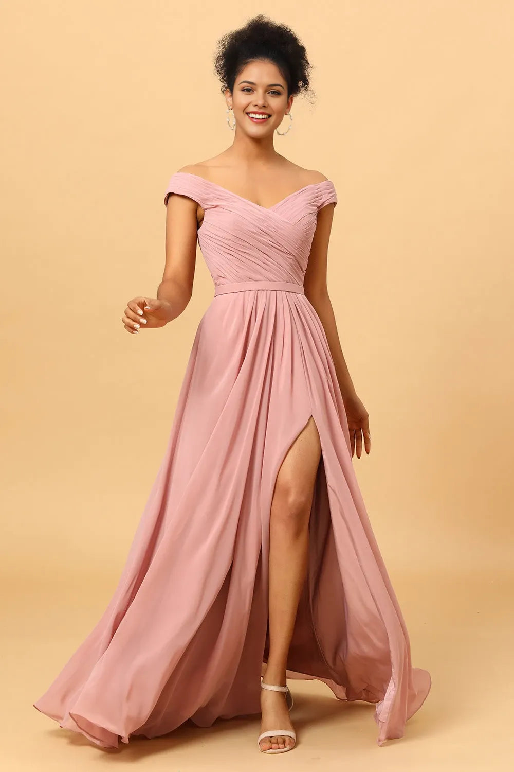 V Neck Sleeveless A-Line Trendy Off the shoulder Floor Length Prom Dress Hot Sale For Ladies