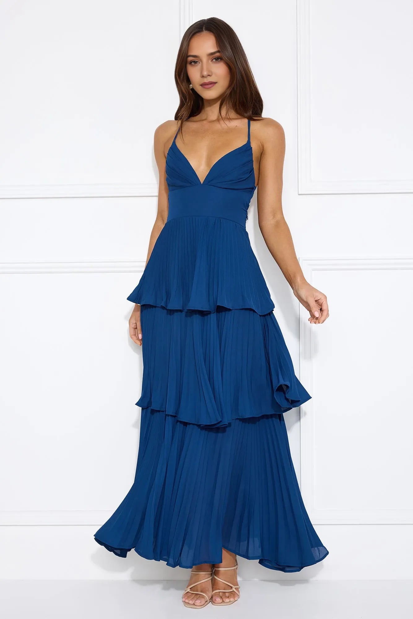 V Neck Sleeveless A-Line Trendy Off the shoulder Floor length Party Dress For Sale For Women