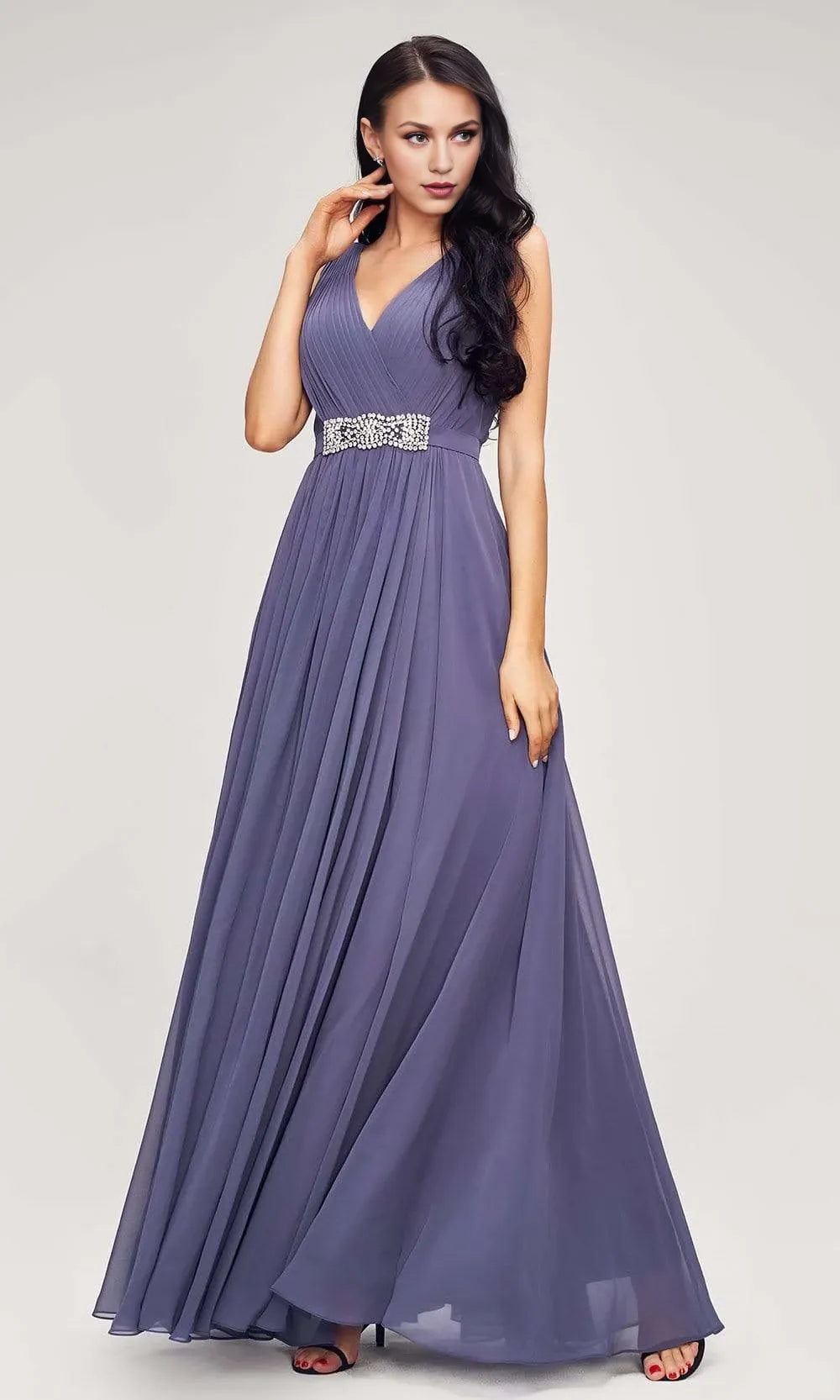 V Neck Sleeveless A-line Simple Off the shoulder Floor length Prom Dress For Sale For Women
