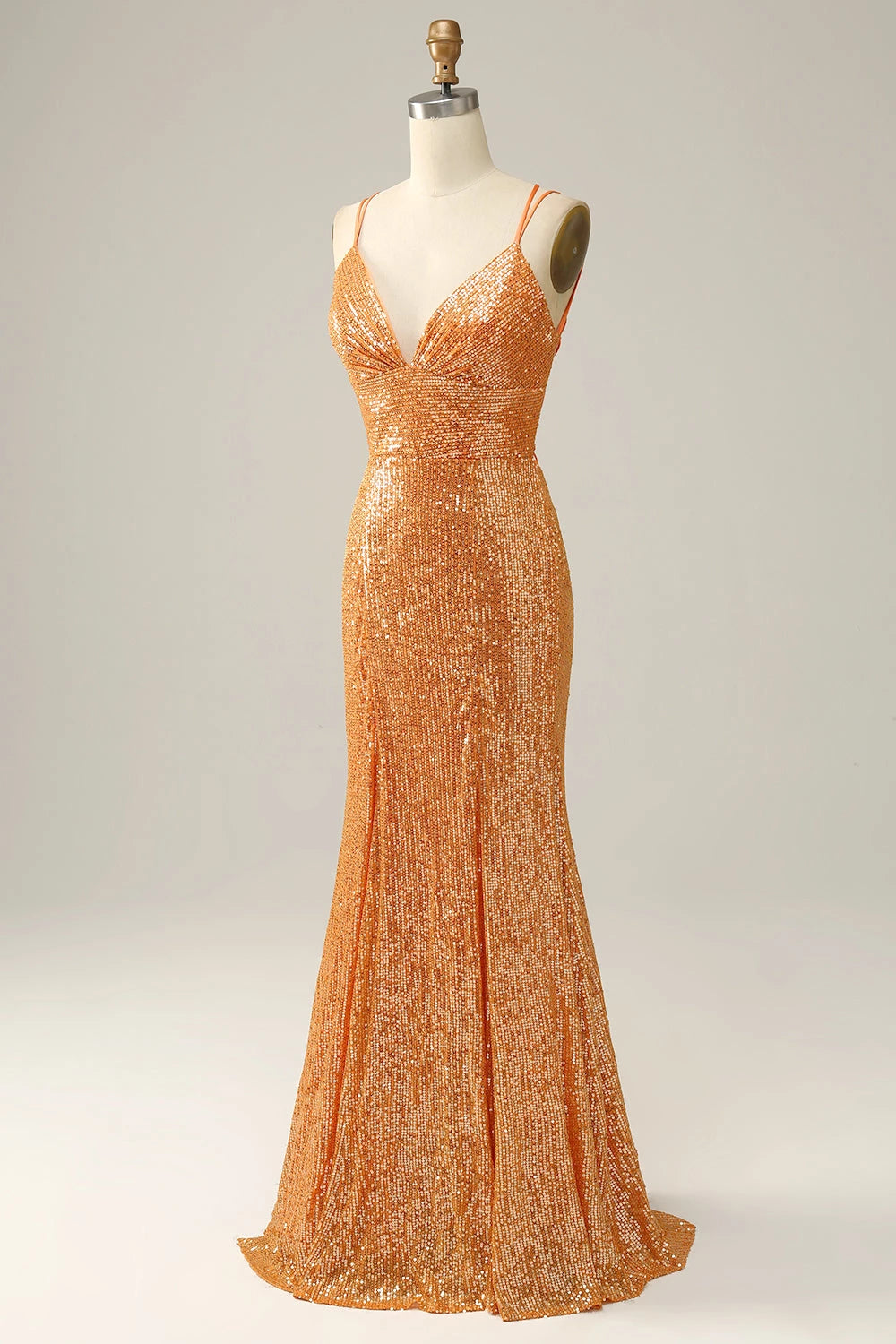 V Neck Sleeveless Mermaid Shiny Off the shoulder Floor Length Prom Dress For Sale For Women