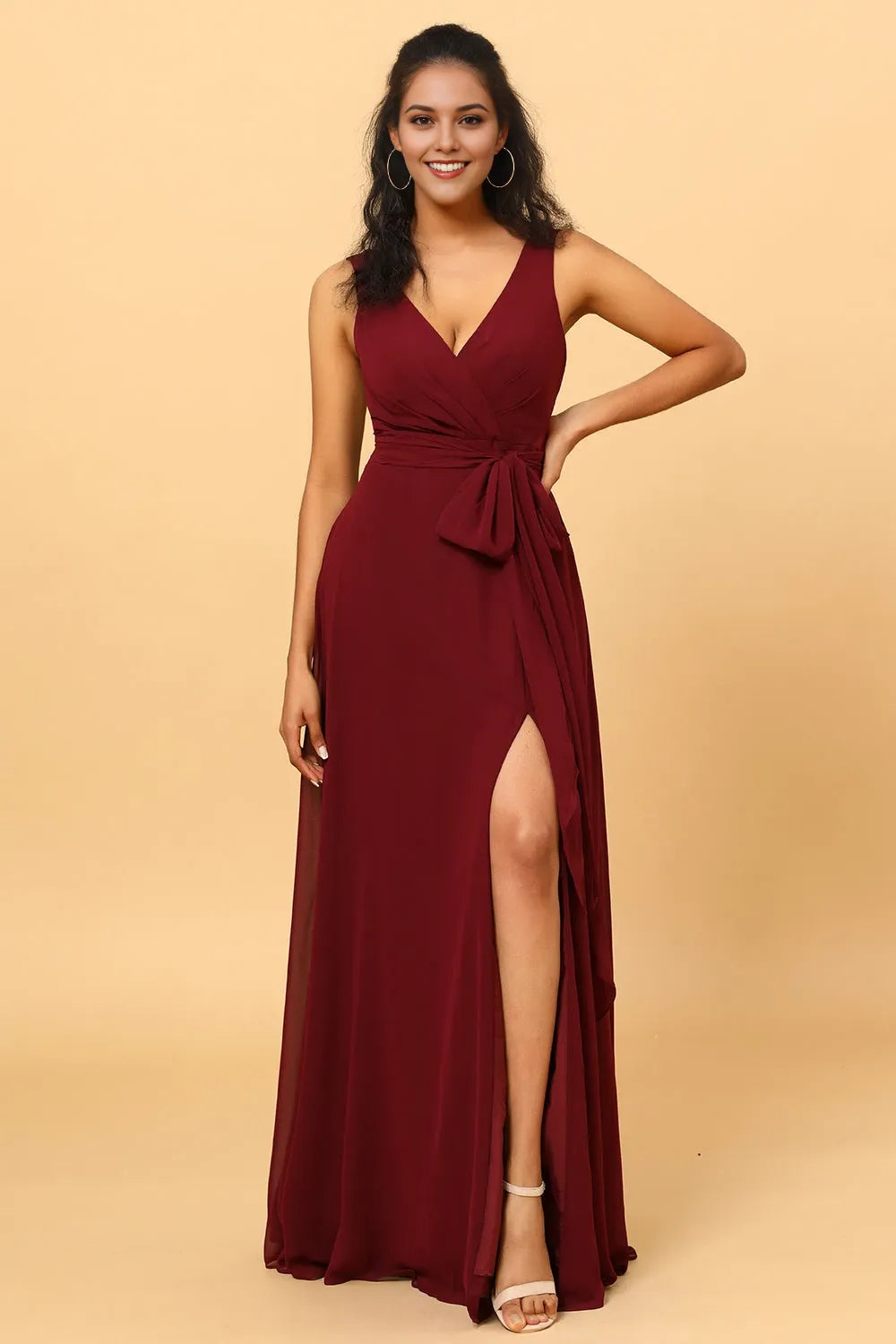 V Neck Sleeveless Sheath Vintage Off the shoulder Floor length Party Dress Hot Sale For women