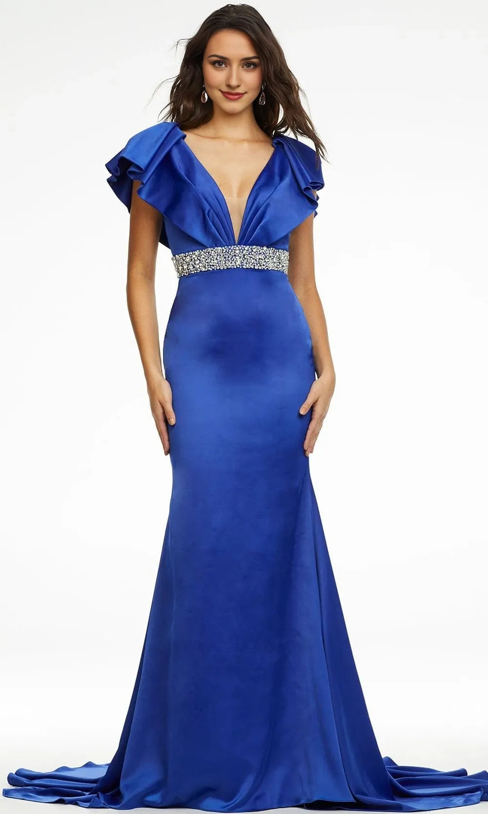V Neck Sleeveless Trumpet Trendy Floor length Long Prom Dress For Sale For Women