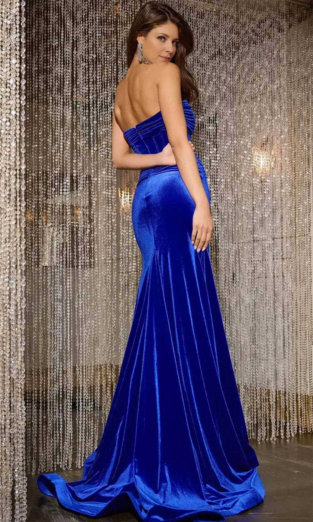 Velvet Corset Slit Sleeveless Strapless Off the shoulder Floor length Cocktail Dress Homecoming Dress Evening Dress Party Dress Prom Dress