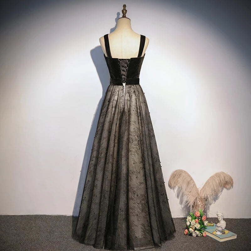 Velvet Tulle Sleeveless Strapless Floor Length Lace Up Long Evening Dress New Party Dresses Homecoming Dress Prom Dress