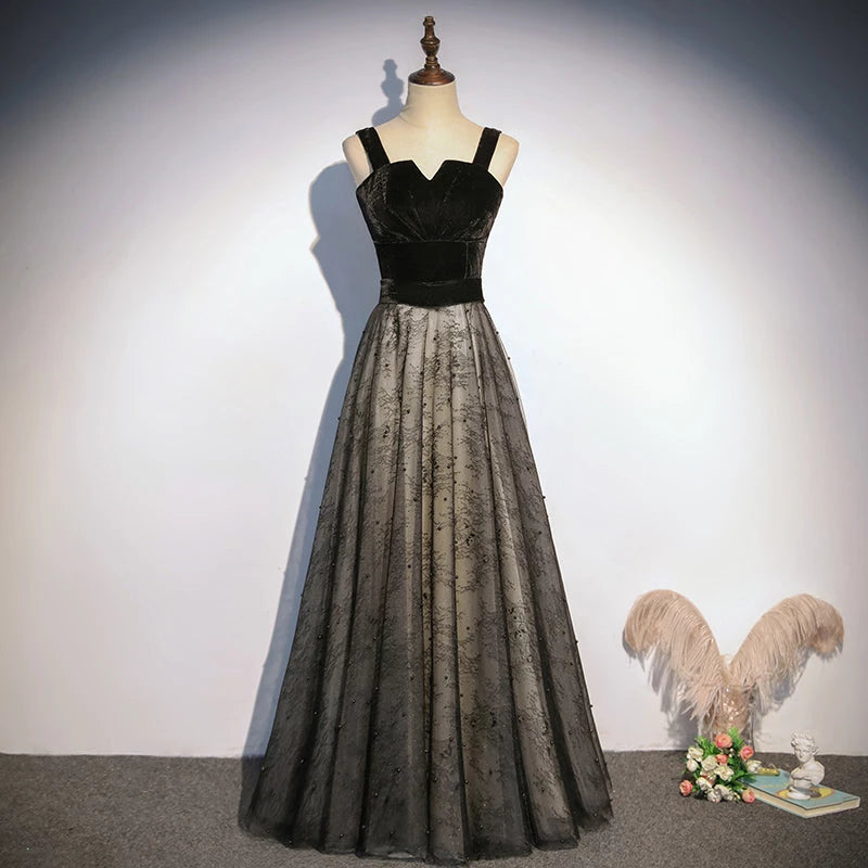 Velvet Tulle Sleeveless Strapless Floor Length Lace Up Long Evening Dress New Party Dresses Homecoming Dress Prom Dress