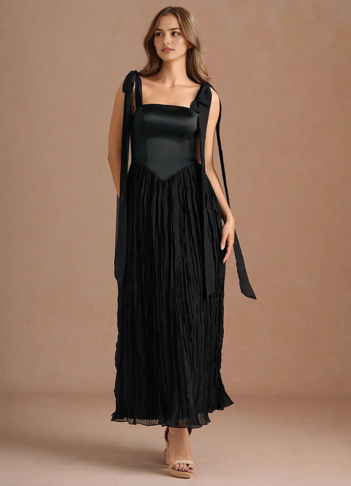 Vibrant A Line Square Neck Sleeveless Open Back Floor Length For Adults Prom Dress