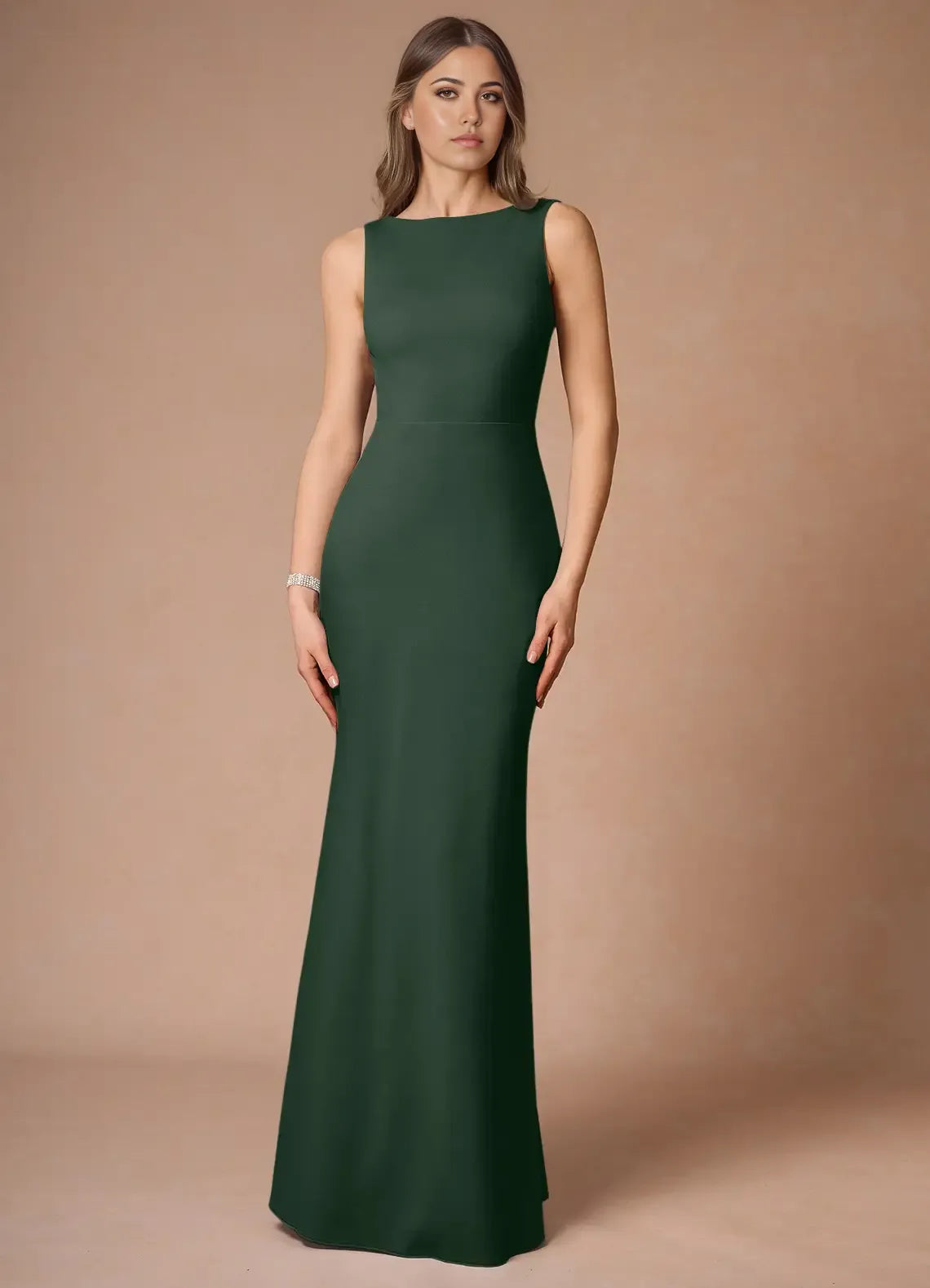 Vibrant Trumpet Boat Neck Sleeveless Bow Accent Back Floor Length For Ladies Prom Dress