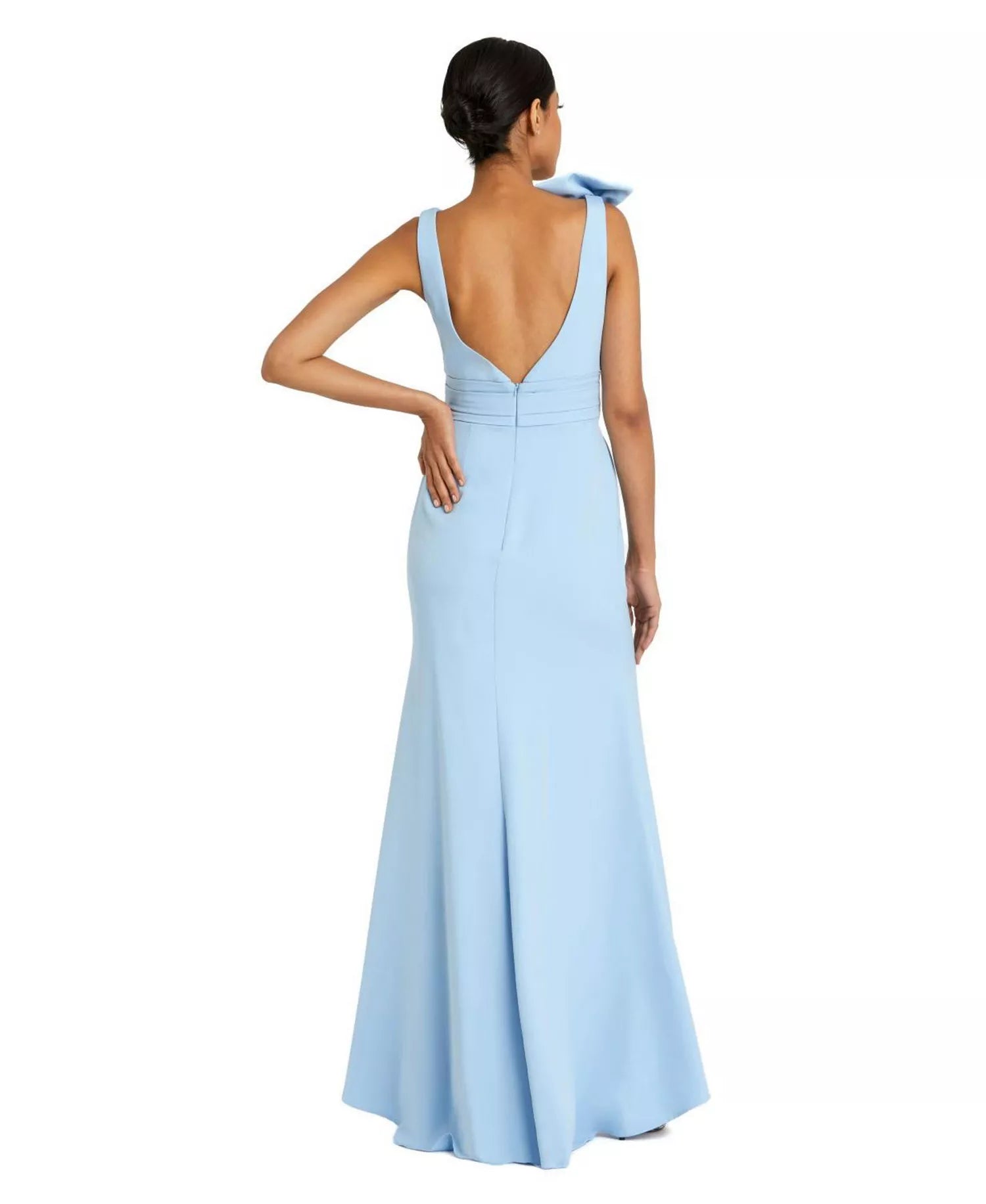 Vibrant Trumpet Deep V Neck Sleeveless Open Back Floor Length For Ladies Prom Dress