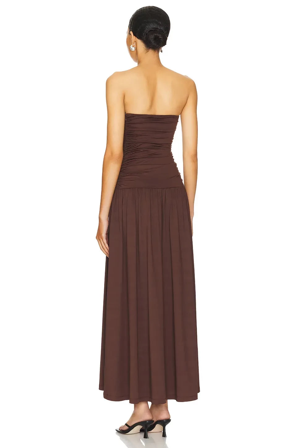 Vintage A Line Strapless Sleeveless Zipper Back Floor Length Evening Dress