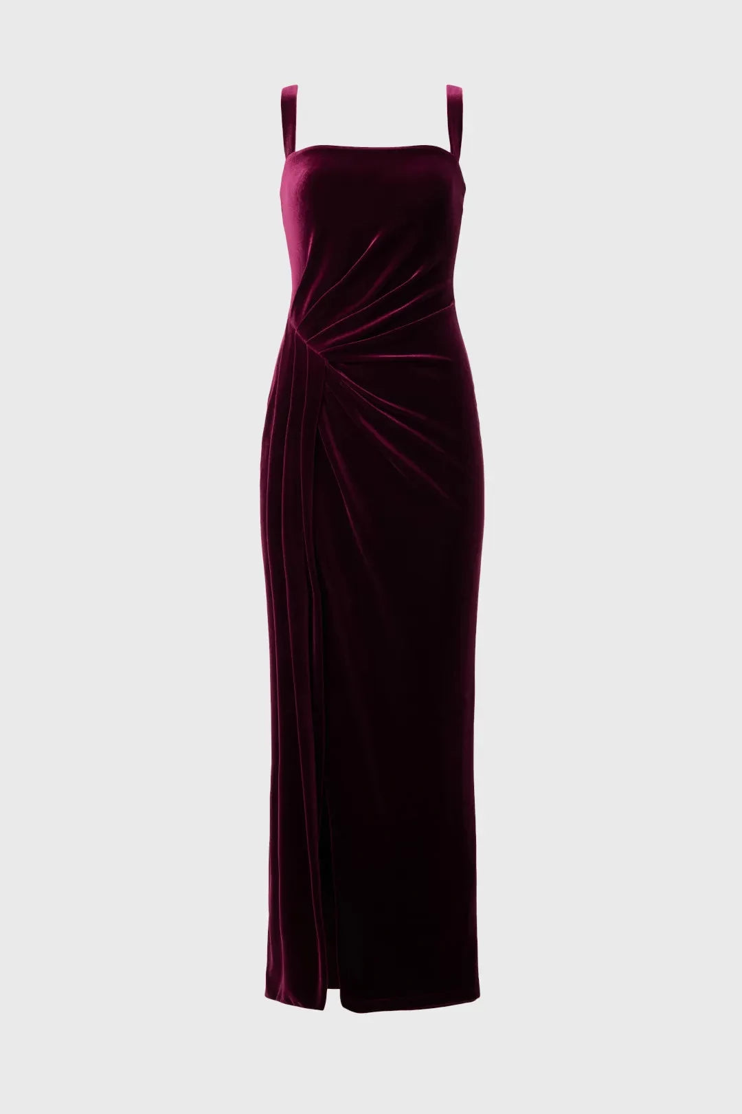 Vintage Inspired Sheath Square Neck Sleeveless Ruched Slit Floor Length Plus Size Prom Dress