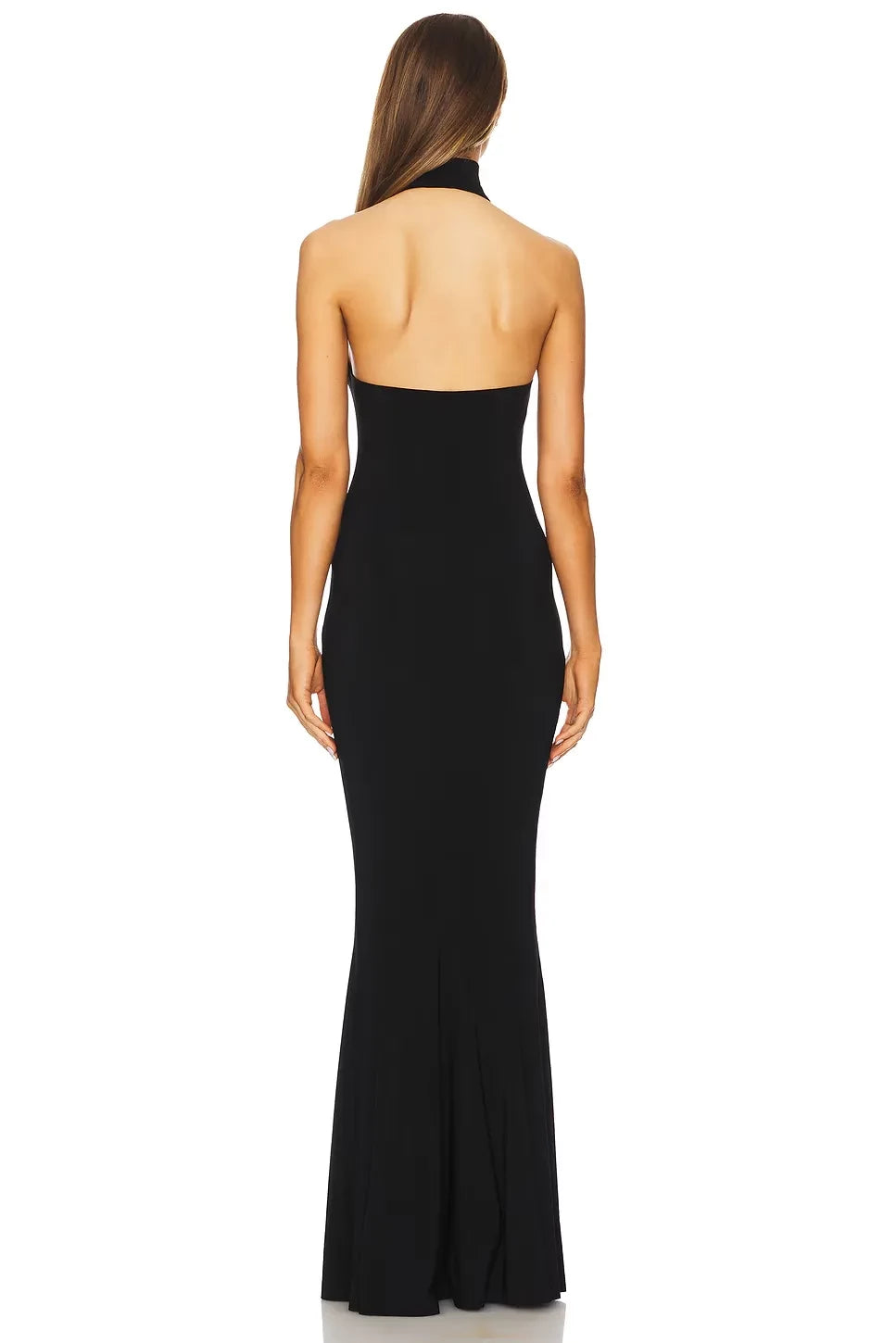 Vintage Mermaid Halter Neck Sleeveless Open Back Floor Length Evening Dress