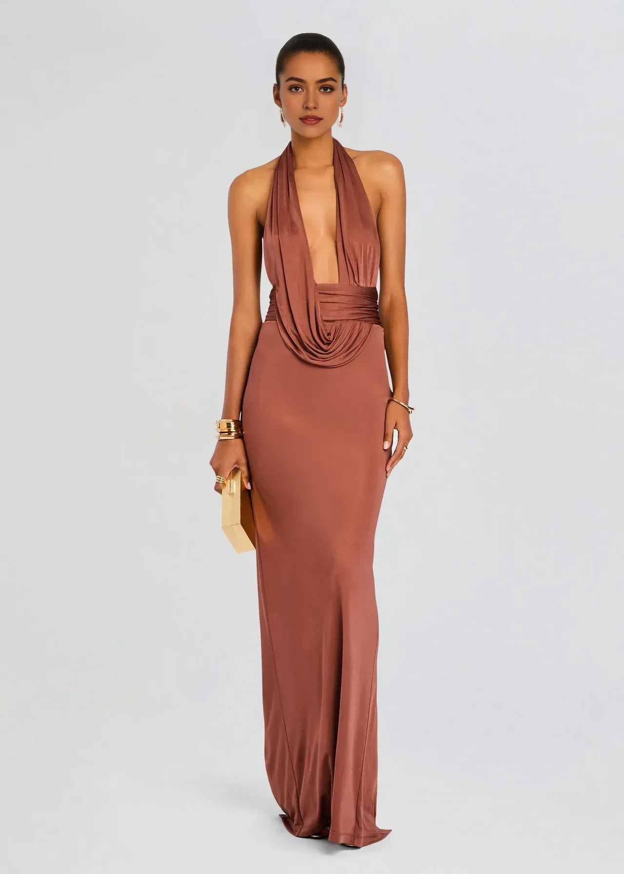 Vintage Sheath Halter Neck Sleeveless Open Back Floor Length Plus Size Prom Dress