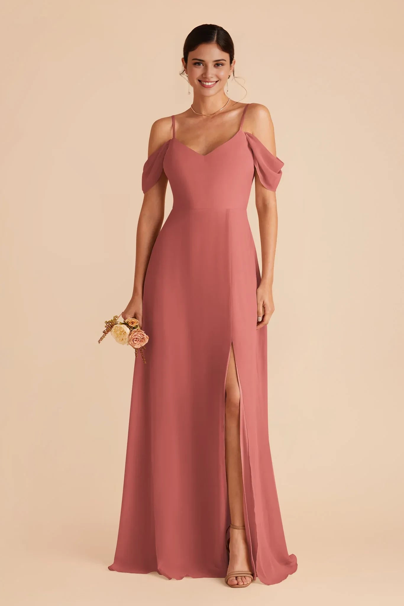 Vintage Sheath V Neck Cold Shoulder Open Back Floor Length Bridesmaid Dress