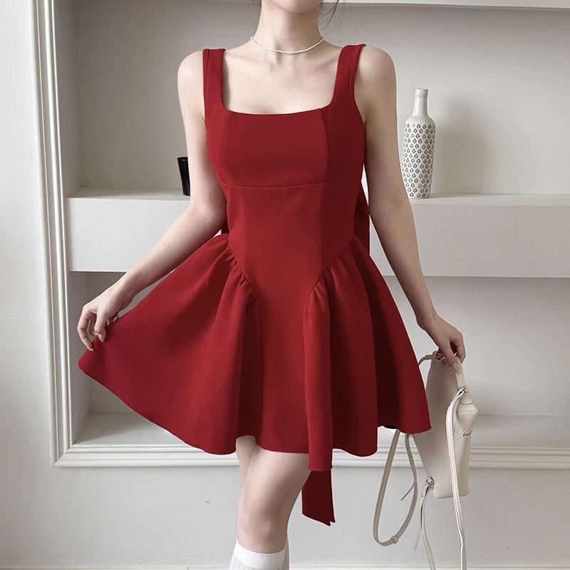 Vintage Burgundy Bow Decoration A-Line Short Summer Dresses Prom Dress Party Dress Cocktail Dress Homecoming Dress Evening Dress