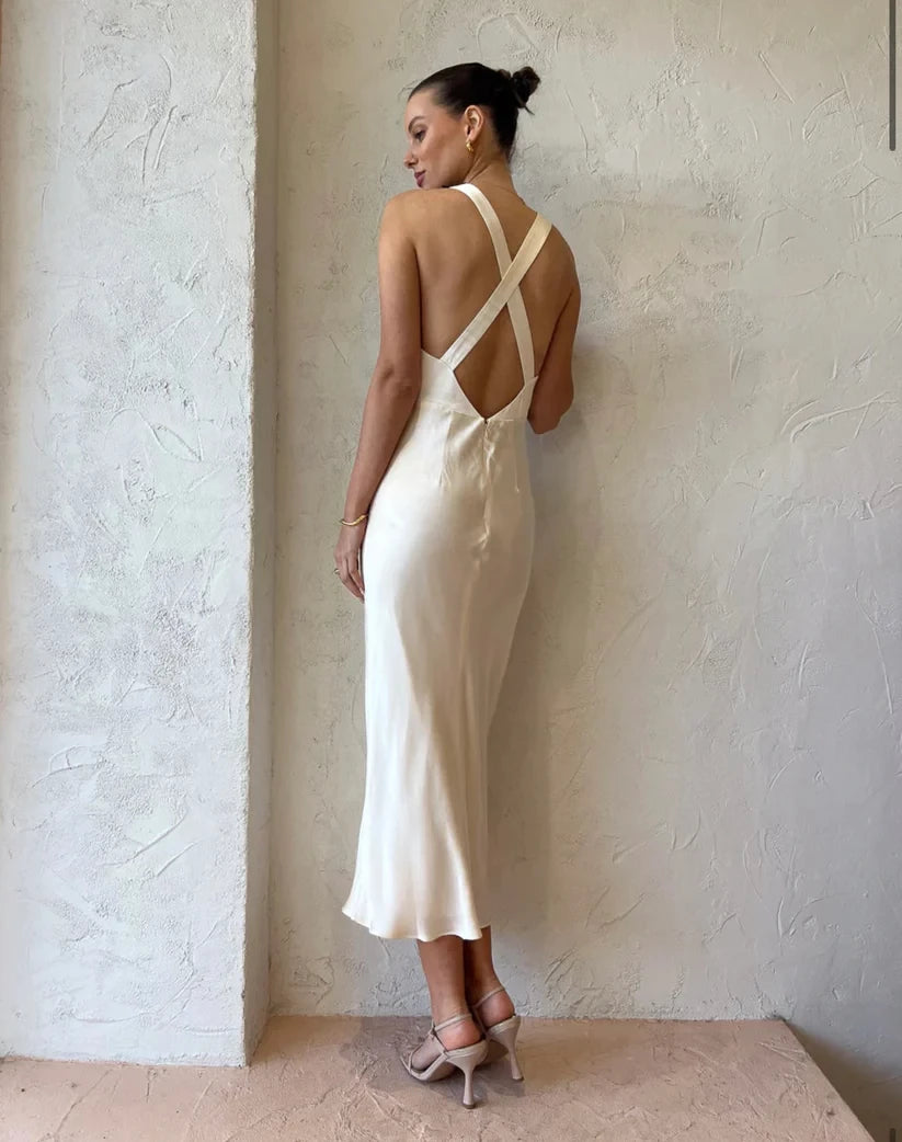 Vintage Ivory V Neck Sleeveless Lace Prom Dress Party Dress Cocktail Dress Homecoming Dress Evening Dress