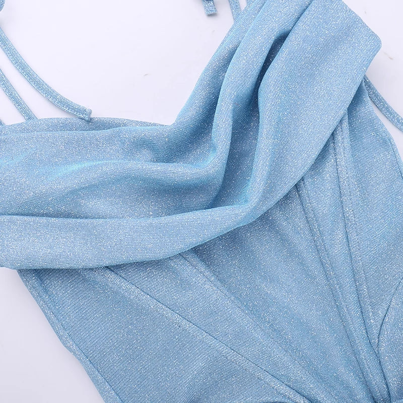 Vintage Shiny Light Blue Spaghetti Strap Mermaid Long Summer Dresses Prom Dress Party Dress Cocktail Dress Homecoming Dress Evening Dress