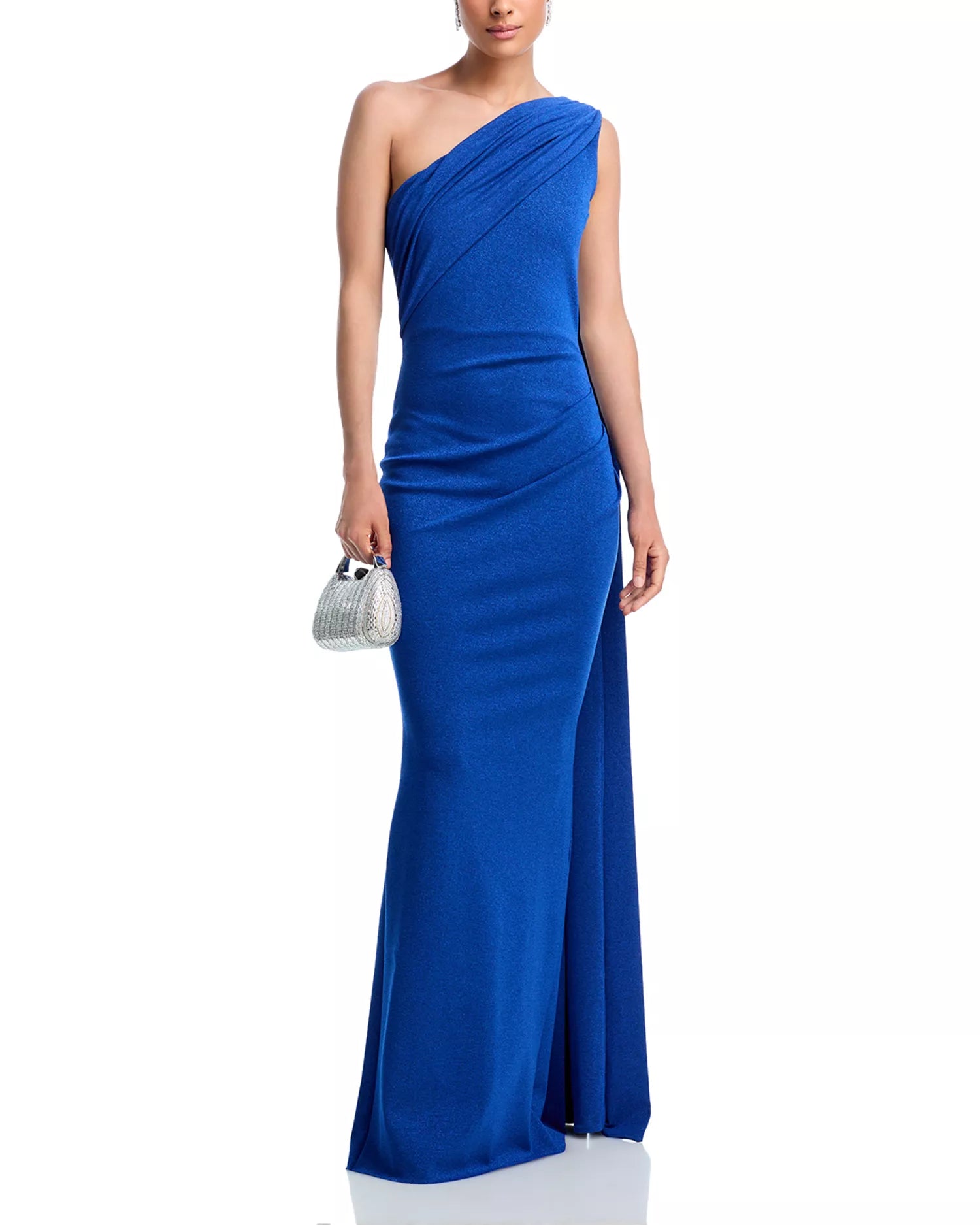 Vivid Mermaid Sweetheart One Shoulder Drape Accent Open Back Floor Length For Sale Prom Dress