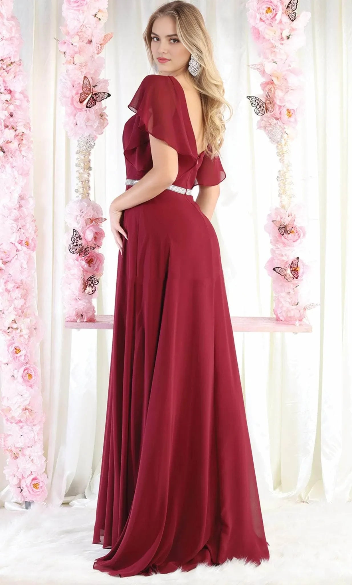 V neck Short Sleeves A line Simple Off the shoulder Floor Length Prom Dress For Sale For Adults