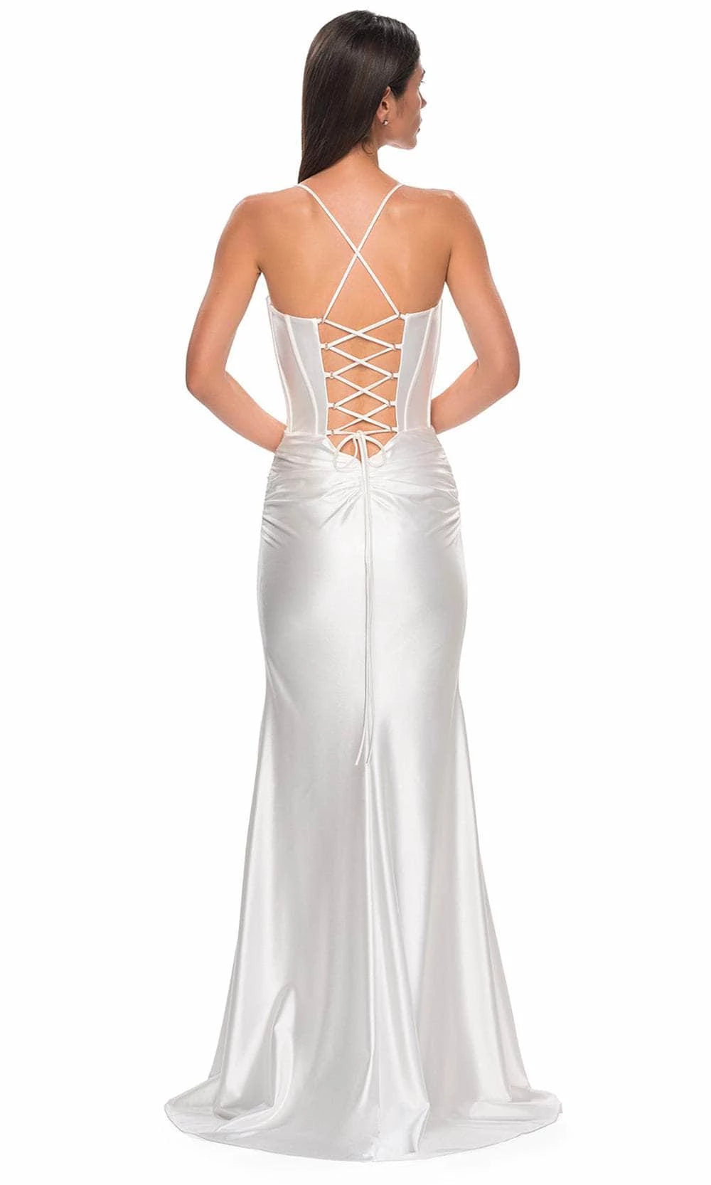 White Tie Back Slit Spaghetti Strap Sleeveless Off-the-shoulder Floor length Long Cocktail Dress Homecoming Dress Evening Dress Party Dress Prom Dress