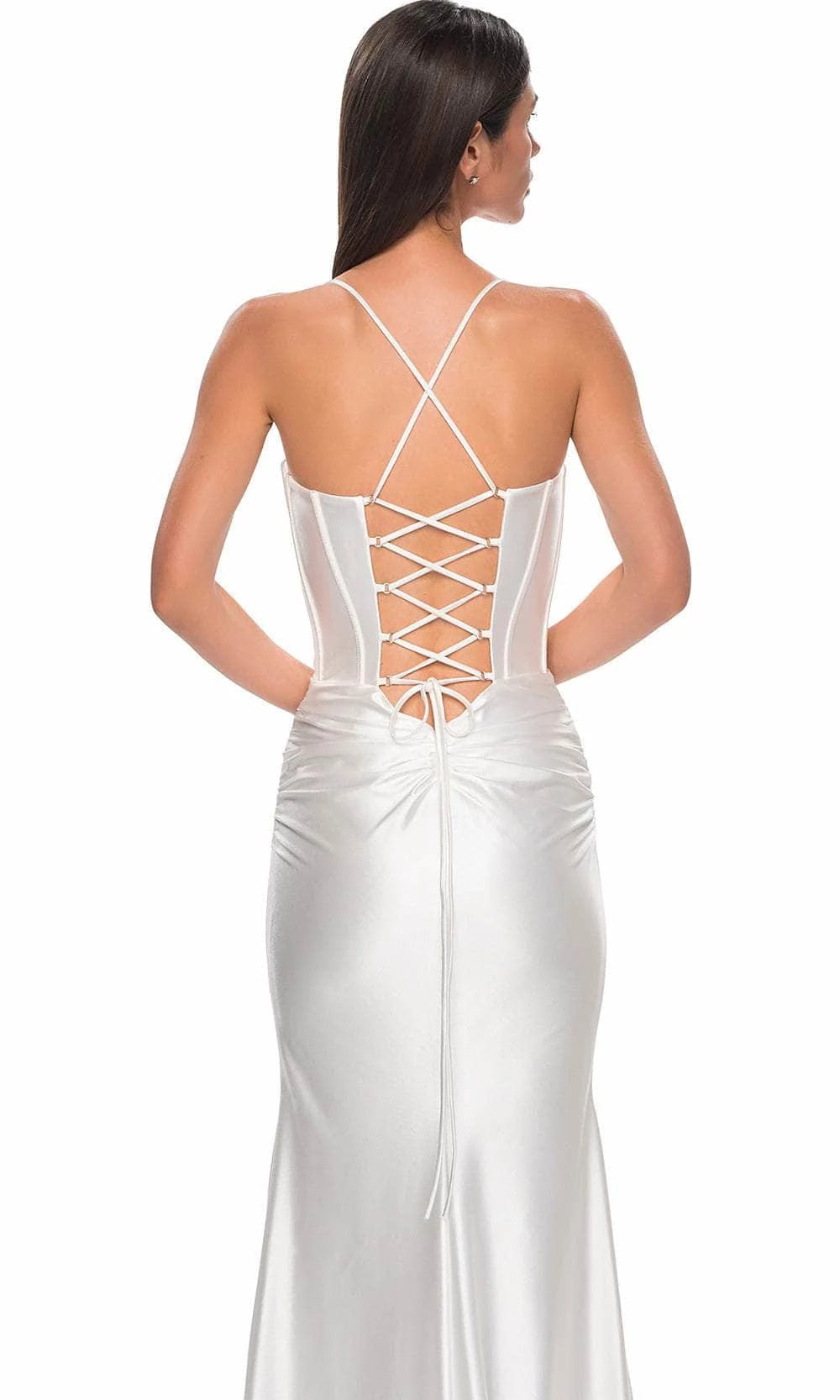 White Tie Back Slit Spaghetti Strap Sleeveless Off-the-shoulder Floor length Long Cocktail Dress Homecoming Dress Evening Dress Party Dress Prom Dress
