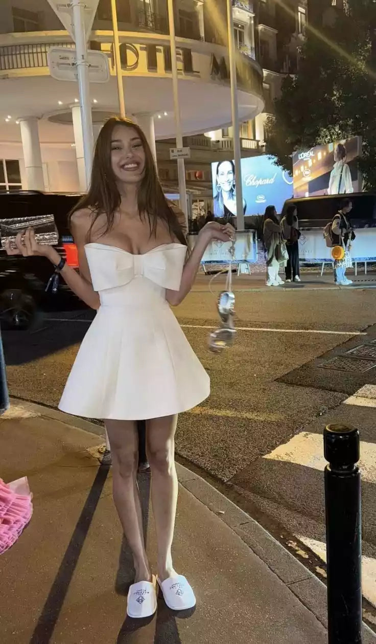 White sleeveless A Line Short Short Party Dress Cocktail Dresses Evening Dress