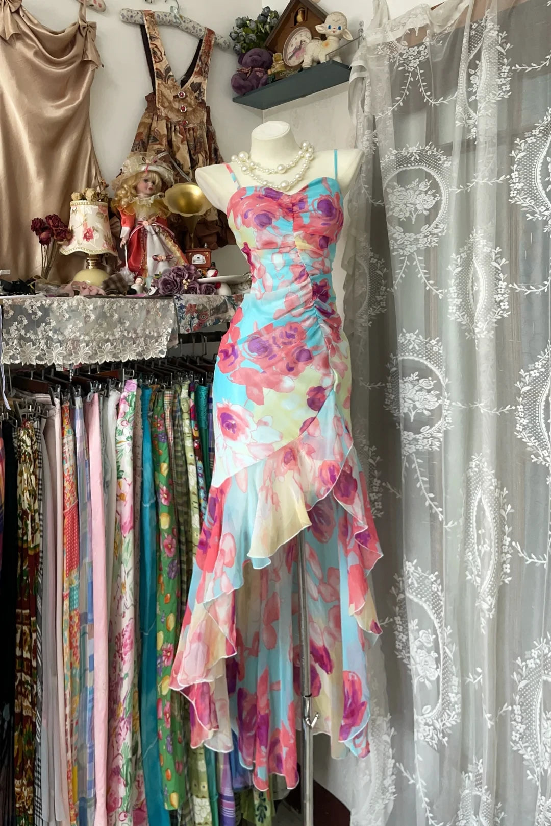intage Floral Print Sweetheart Strapless Mermaid Long Prom Dress Party Dress Cocktail Dress Homecoming Dress Evening Dress