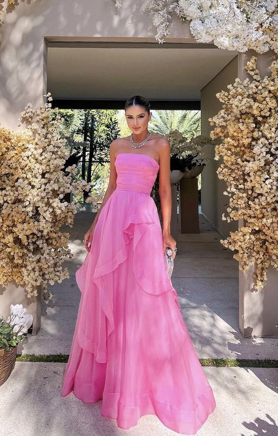 modest simple pink prom dress evening dresses